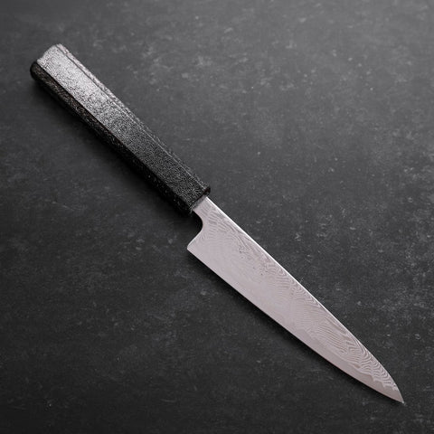 Petty SLD Wave Nickel Damascus Silver Pattern Urushi Handle 135mm-[Musashi]-[Japanese-Kitchen-Knives]