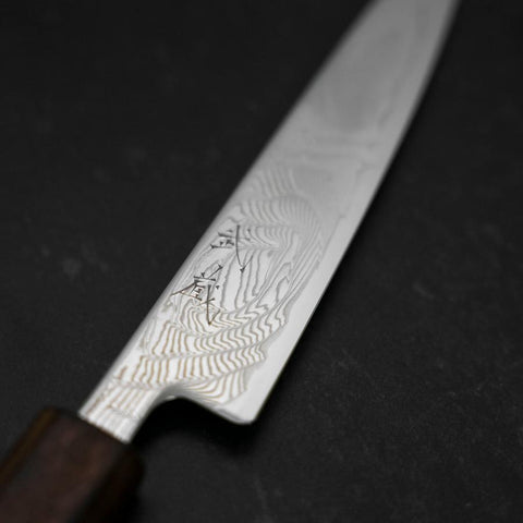 Petty SLD Wave Nickel Damascus Sumi Urushi Handle 135mm-[Musashi]-[Japanese-Kitchen-Knives]