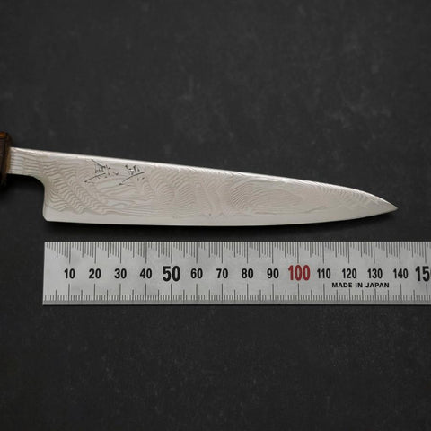 Petty SLD Wave Nickel Damascus Sumi Urushi Handle 135mm-[Musashi]-[Japanese-Kitchen-Knives]