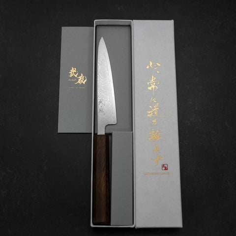 Petty SLD Wave Nickel Damascus Sumi Urushi Handle 135mm-[Musashi]-[Japanese-Kitchen-Knives]