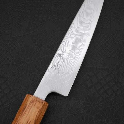 Petty SLD Wave Nickel Damascus Yaki Urushi Handle 135mm-[Musashi]-[Japanese-Kitchen-Knives]