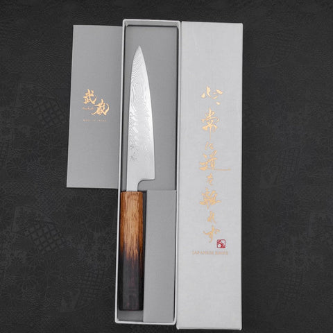 Petty SLD Wave Nickel Damascus Yaki Urushi Handle 135mm-[Musashi]-[Japanese-Kitchen-Knives]
