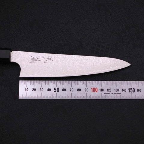 Petty Silver Steel #3 Damascus Buffalo Ebony Handle 150mm-[Musashi]-[Japanese-Kitchen-Knives]