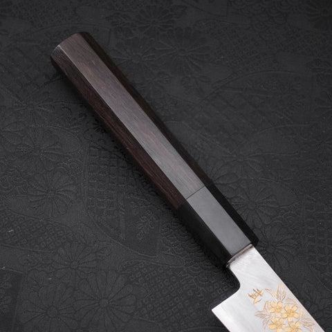 Petty Silver Steel #3 Kasumi Chokin Sakura Buffalo Ebony Handle 140mm-[Musashi]-[Japanese-Kitchen-Knives]
