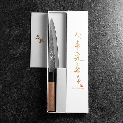 Petty Silver Steel #3 Nashiji Buffalo Walnut Handle 150mm-[Musashi]-[Japanese-Kitchen-Knives]