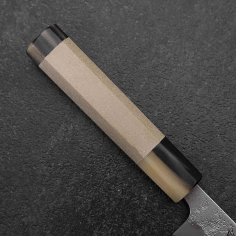 Petty Silver Steel #3 Nashiji Double Buffalo Capped Magnolia Handle 135mm (5.3”)-[Musashi]-[Japanese-Kitchen-Knives]