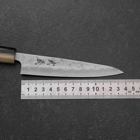 Petty Silver Steel #3 Nashiji Double Buffalo Capped Magnolia Handle 135mm (5.3”)-[Musashi]-[Japanese-Kitchen-Knives]