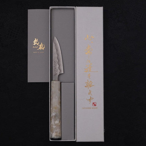 Petty Silver Steel #3 Nashiji Ocean White Handle 80mm-[Musashi]-[Japanese-Kitchen-Knives]