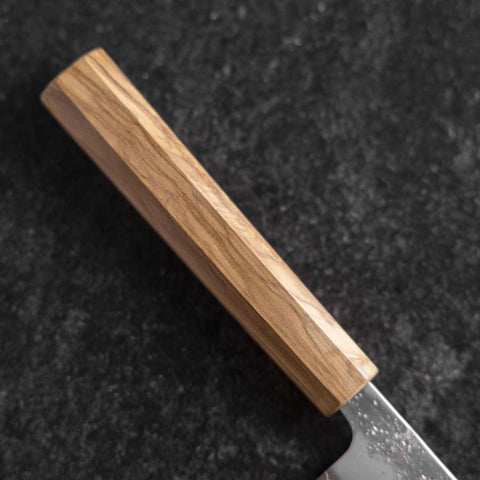 Petty Silver Steel #3 Nashiji Olive Handle 130mm (5.1”)-[Musashi]-[Japanese-Kitchen-Knives]