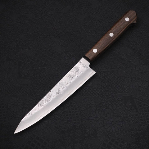 Petty Silver Steel #3 Nashiji Western Brown Handle 135mm-[Musashi]-[Japanese-Kitchen-Knives]