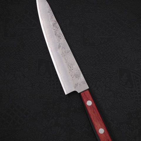 Petty Silver Steel #3 Nashiji Western Red Handle 135mm-[Musashi]-[Japanese-Kitchen-Knives]