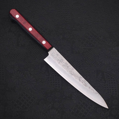 Petty Silver Steel #3 Nashiji Western Red Handle 135mm-[Musashi]-[Japanese-Kitchen-Knives]