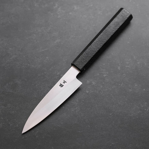 Petty Silver Steel #3 Polished Black Ishime Urushi Handle 110mm-[Musashi]-[Japanese-Kitchen-Knives]