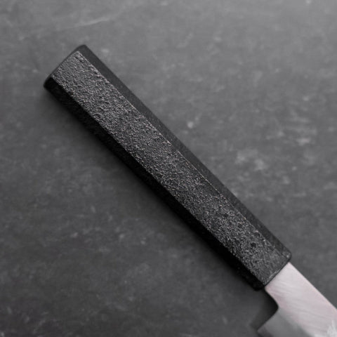 Petty Silver Steel #3 Polished Black Ishime Urushi Handle 110mm-[Musashi]-[Japanese-Kitchen-Knives]