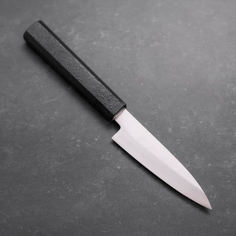 Petty Silver Steel #3 Polished Black Ishime Urushi Handle 110mm-[Musashi]-[Japanese-Kitchen-Knives]