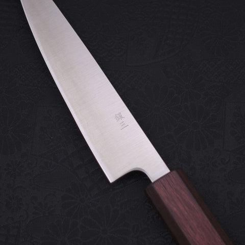 Petty Silver Steel #3 Polished Purple Urushi Handle 135mm-[Musashi]-[Japanese-Kitchen-Knives]