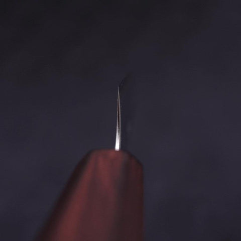 Petty Silver Steel #3 Polished Purple Urushi Handle 135mm-[Musashi]-[Japanese-Kitchen-Knives]