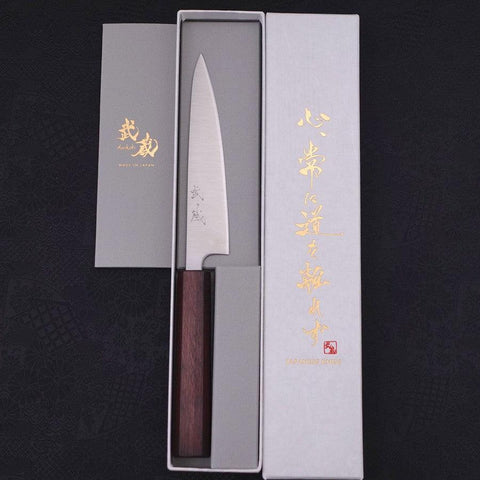 Petty Silver Steel #3 Polished Purple Urushi Handle 135mm-[Musashi]-[Japanese-Kitchen-Knives]