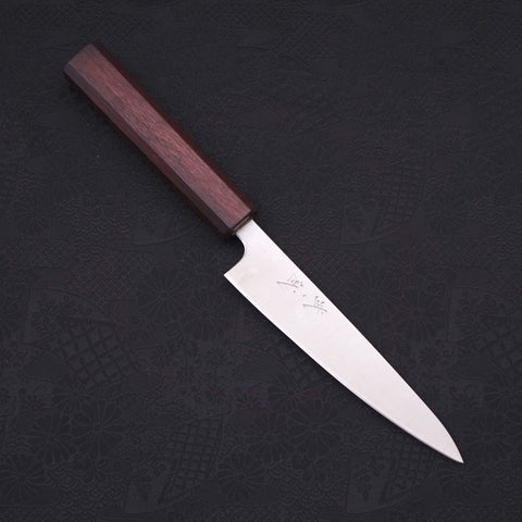Petty Silver Steel #3 Polished Purple Urushi Handle 135mm-[Musashi]-[Japanese-Kitchen-Knives]