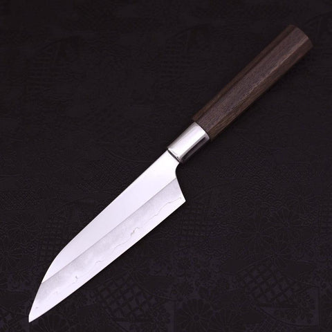 Petty Silver Steel #3 Walnut Ichimatsu Handle 135mm-[Musashi]-[Japanese-Kitchen-Knives]