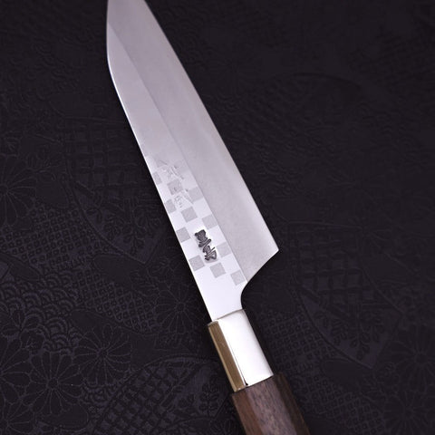 Petty Silver Steel #3 Walnut Ichimatsu Handle 135mm-[Musashi]-[Japanese-Kitchen-Knives]