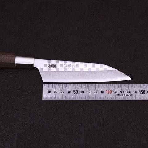 Petty Silver Steel #3 Walnut Ichimatsu Handle 135mm-[Musashi]-[Japanese-Kitchen-Knives]
