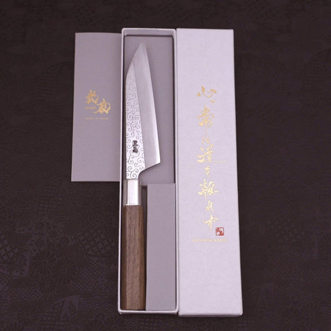 Petty Silver Steel #3 Walnut Karakusa Handle 135mm-[Musashi]-[Japanese-Kitchen-Knives]