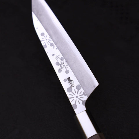 Petty Silver Steel #3 Walnut Kazabana Handle 135mm-[Musashi]-[Japanese-Kitchen-Knives]
