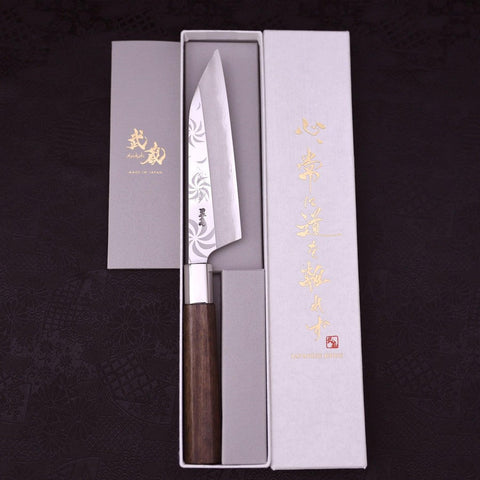Petty Silver Steel #3 Walnut Kemanmon Handle 135mm-[Musashi]-[Japanese-Kitchen-Knives]