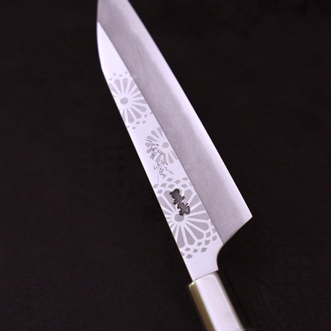 Petty Silver Steel #3 Walnut Kiku Handle 135mm-[Musashi]-[Japanese-Kitchen-Knives]
