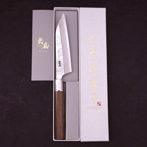 Petty Silver Steel #3 Walnut Kiku Handle 135mm-[Musashi]-[Japanese-Kitchen-Knives]