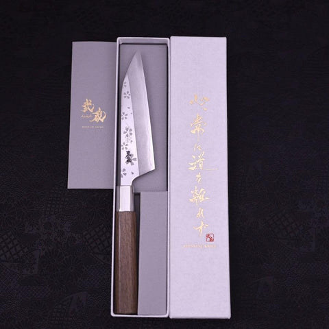 Petty Silver Steel #3 Walnut Sakura Handle 135mm-[Musashi]-[Japanese-Kitchen-Knives]
