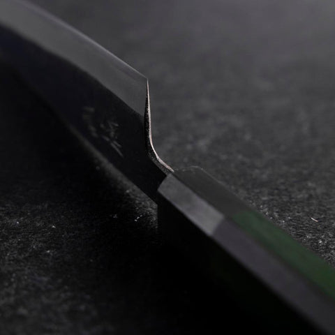 Petty Stainless Clad Blue Steel #2 Green Urushi Handle 150mm-[Musashi]-[Japanese-Kitchen-Knives]