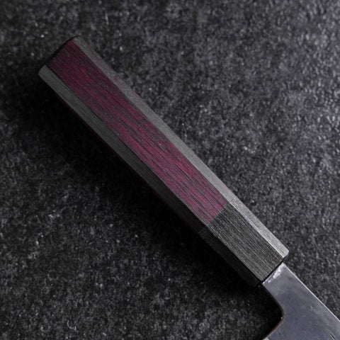Petty Stainless Clad Blue Steel #2 Kurouchi Purple Urushi Handle 150mm (5.9”)-[Musashi]-[Japanese-Kitchen-Knives]