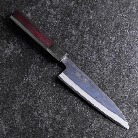 Petty Stainless Clad Blue Steel #2 Kurouchi Purple Urushi Handle 150mm (5.9”)-[Musashi]-[Japanese-Kitchen-Knives]