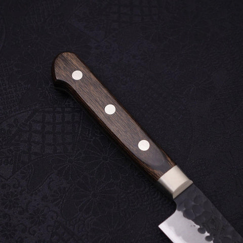 Petty Stainless Clad Blue Super Kurouchi Tsuchime Western Handle 150mm-[Musashi]-[Japanese-Kitchen-Knives]