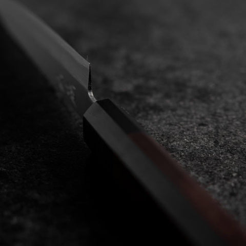 Petty Stainless Clad Blue Super Polished Shitan Handle 150mm-[Musashi]-[Japanese-Kitchen-Knives]