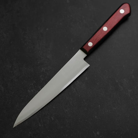 Petty Stainless Clad Blue Super Polished Western Black Red Handle 150mm-[Musashi]-[Japanese-Kitchen-Knives]