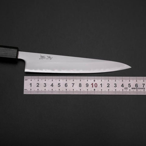 Petty Stainless Clad White Steel #1 Polished Green Urushi Handle 150mm-[Musashi]-[Japanese-Kitchen-Knives]