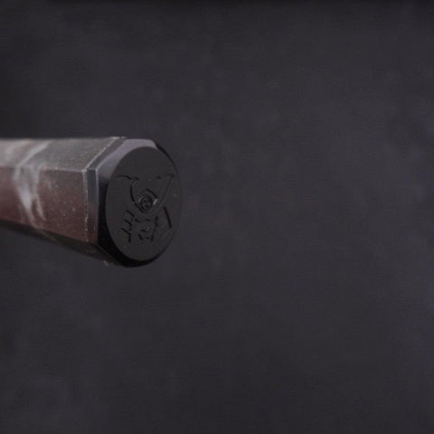 Petty Stainless Clad White Steel #2 Tsuchime Ocean Black Handle 135mm-[Musashi]-[Japanese-Kitchen-Knives]