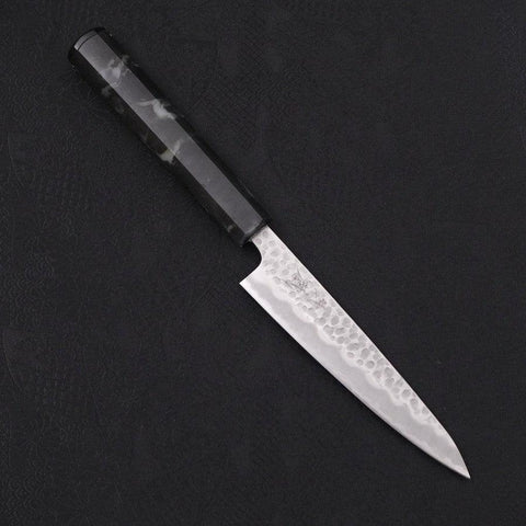 Petty Stainless Clad White Steel #2 Tsuchime Ocean Black Handle 135mm-[Musashi]-[Japanese-Kitchen-Knives]