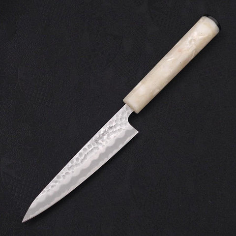 Petty Stainless Clad White Steel #2 Tsuchime Ocean White Handle 135mm-[Musashi]-[Japanese-Kitchen-Knives]
