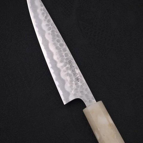 Petty Stainless Clad White Steel #2 Tsuchime Ocean White Handle 135mm-[Musashi]-[Japanese-Kitchen-Knives]