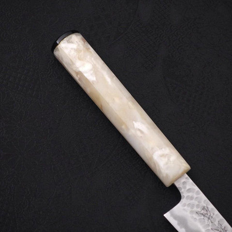 Petty Stainless Clad White Steel #2 Tsuchime Ocean White Handle 135mm-[Musashi]-[Japanese-Kitchen-Knives]