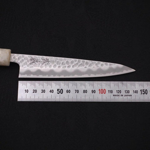 Petty Stainless Clad White Steel #2 Tsuchime Ocean White Handle 135mm-[Musashi]-[Japanese-Kitchen-Knives]