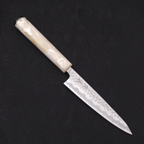 Petty Stainless Clad White Steel #2 Tsuchime Ocean White Handle 135mm-[Musashi]-[Japanese-Kitchen-Knives]