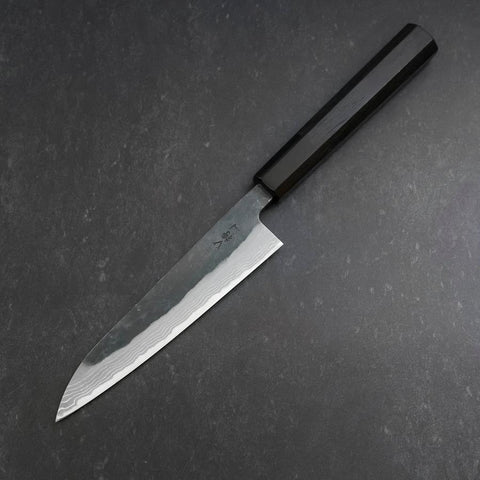 Petty V-Toku 2 Kurouchi Damascus Buffalo Ebony Handle 145mm-[Musashi]-[Japanese-Kitchen-Knives]