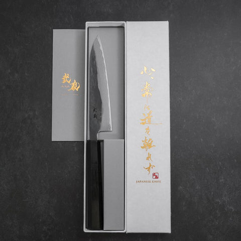 Petty V-Toku 2 Kurouchi Damascus Buffalo Ebony Handle 145mm-[Musashi]-[Japanese-Kitchen-Knives]