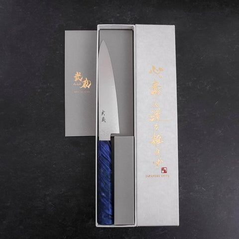 Petty VG-10 Damascus Blue Birch Handle 150mm-[Musashi]-[Japanese-Kitchen-Knives]