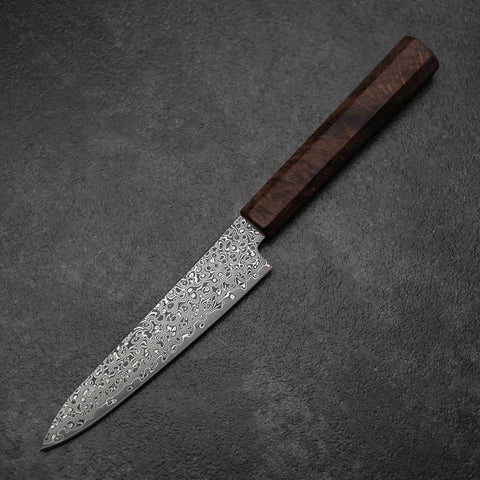 Petty VG-10 Damascus Brown Birch Handle 135mm (5.3”)-[Musashi]-[Japanese-Kitchen-Knives]